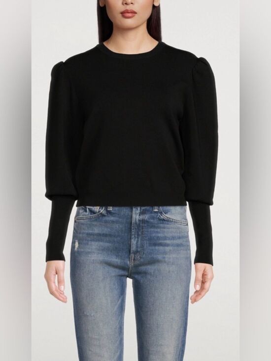 ba&sh Sweaters - BA&SH Sady Long Puff Sleeve Crewneck Sweater in Black Size S